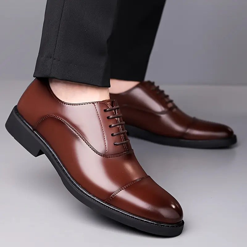 Men’s Glossy Oxfords – Classic Lace-Up Business Shoes