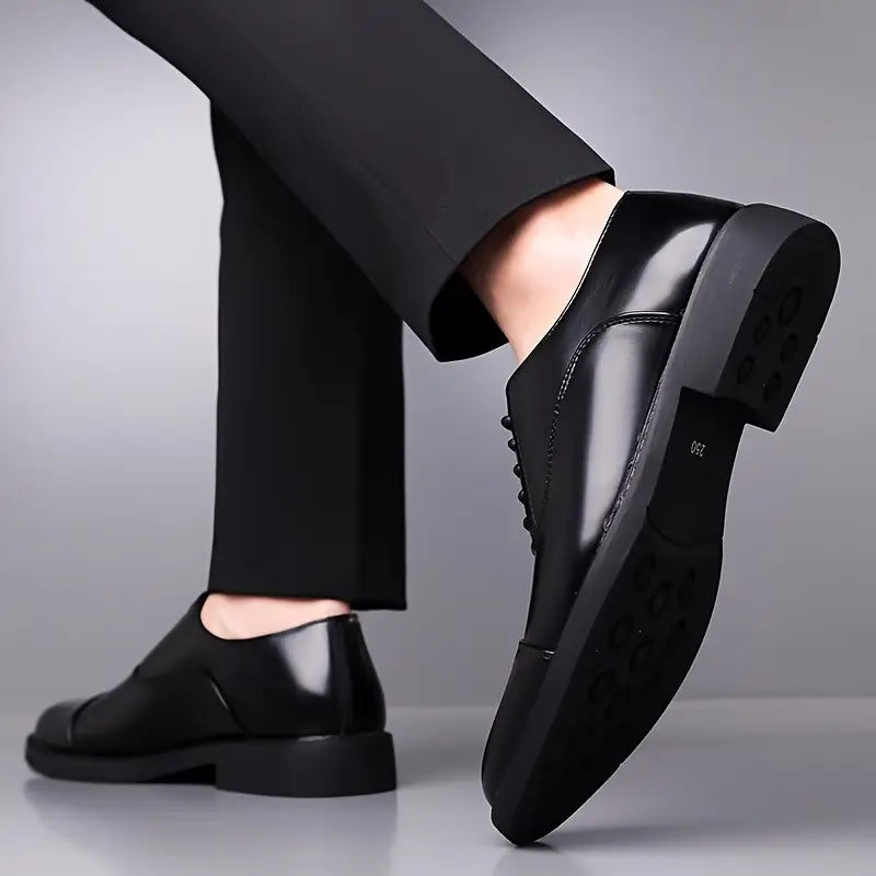 Men’s Glossy Oxfords – Classic Lace-Up Business Shoes