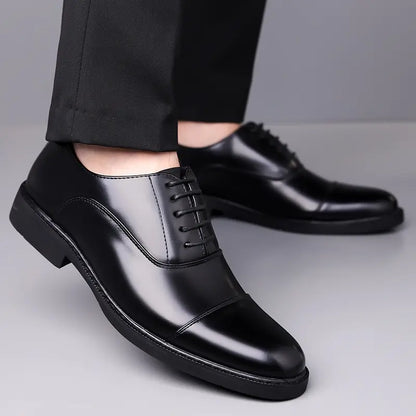 Men’s Glossy Oxfords – Classic Lace-Up Business Shoes