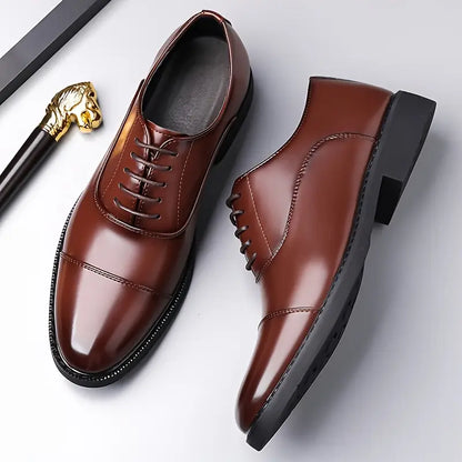 Men’s Glossy Oxfords – Classic Lace-Up Business Shoes