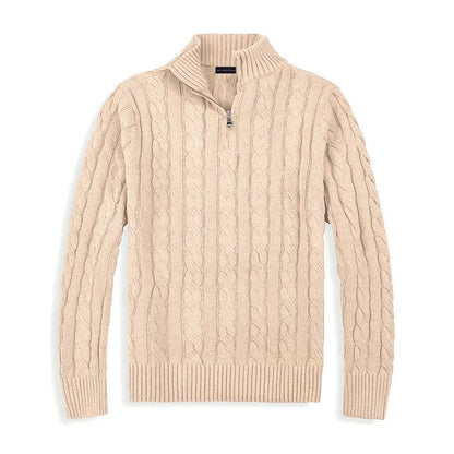 Men’s Half Zip Cable Knit Sweater – Classic Winter Layer