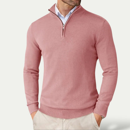 Men’s Half-Zip Pullover with Long Sleeves – All-Season Smart Casual Layer