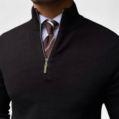Men’s Half Zip Sweater – Classic Tailored Knit – Smart Casual Layer