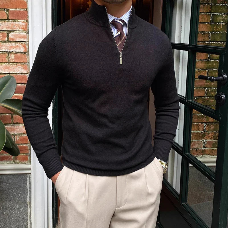 Men’s Half Zip Sweater – Smart Casual Autumn Winter Knit