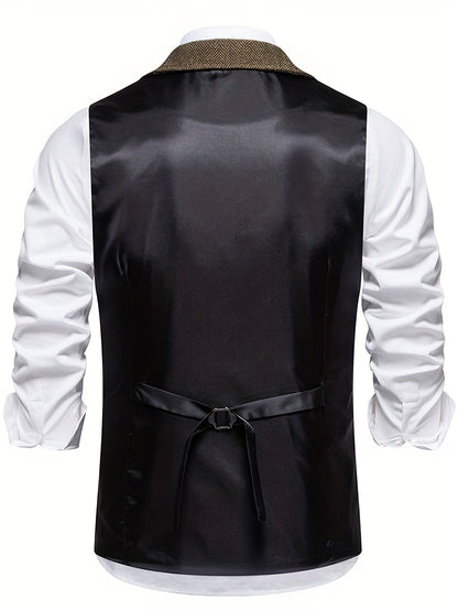 Cevori Tailored Fit Herringbone Waistcoat