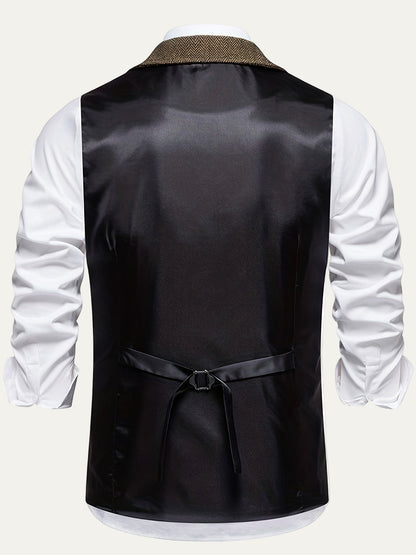 Men’s Herringbone Notch Lapel Formal Vest