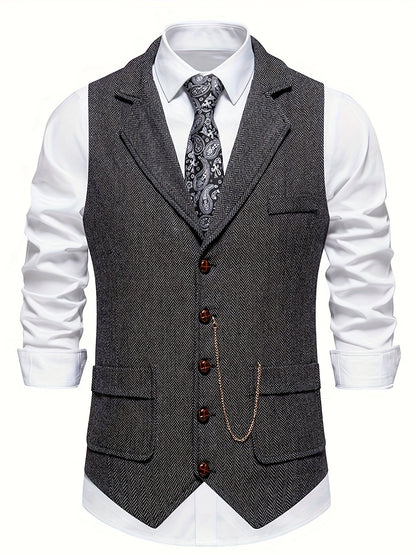 Cevori Tailored Fit Herringbone Waistcoat