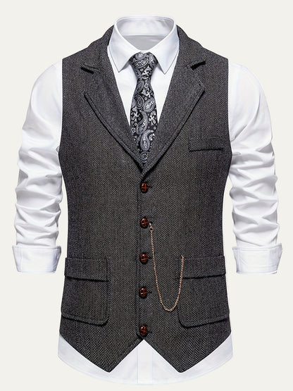 Men’s Herringbone Notch Lapel Formal Vest