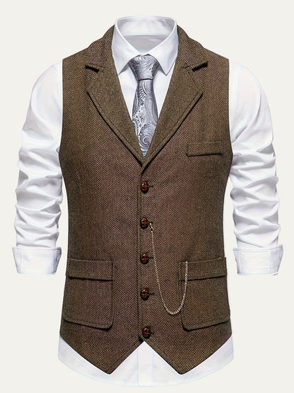 Men’s Herringbone Notch Lapel Formal Vest