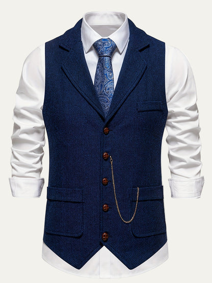 Men’s Herringbone Notch Lapel Formal Vest