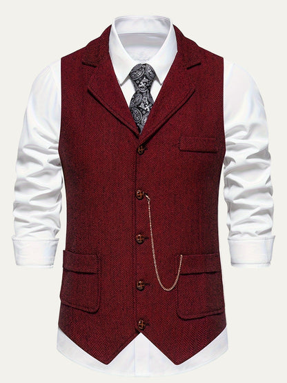 Men’s Herringbone Notch Lapel Formal Vest