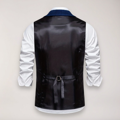 Men’s Herringbone Waistcoat – Classic Fit with Reversed Collar