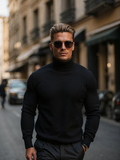 Men’s High-Neck Sweater – Modern Knitwear for Refined Layering
