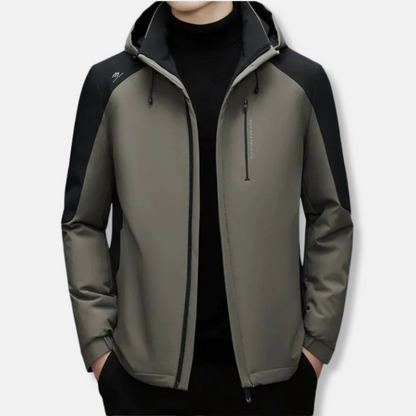 Men’s Hooded Jacket – Wind-Resistant – Straight Fit – Zippered Pockets – Panel Detail