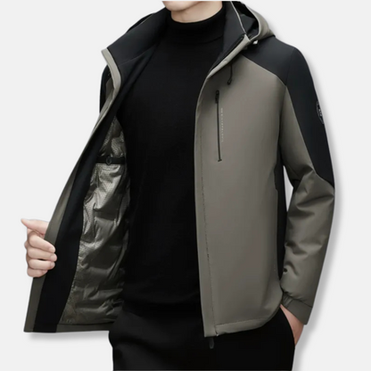 Men’s Hooded Jacket – Wind-Resistant – Straight Fit – Zippered Pockets – Panel Detail