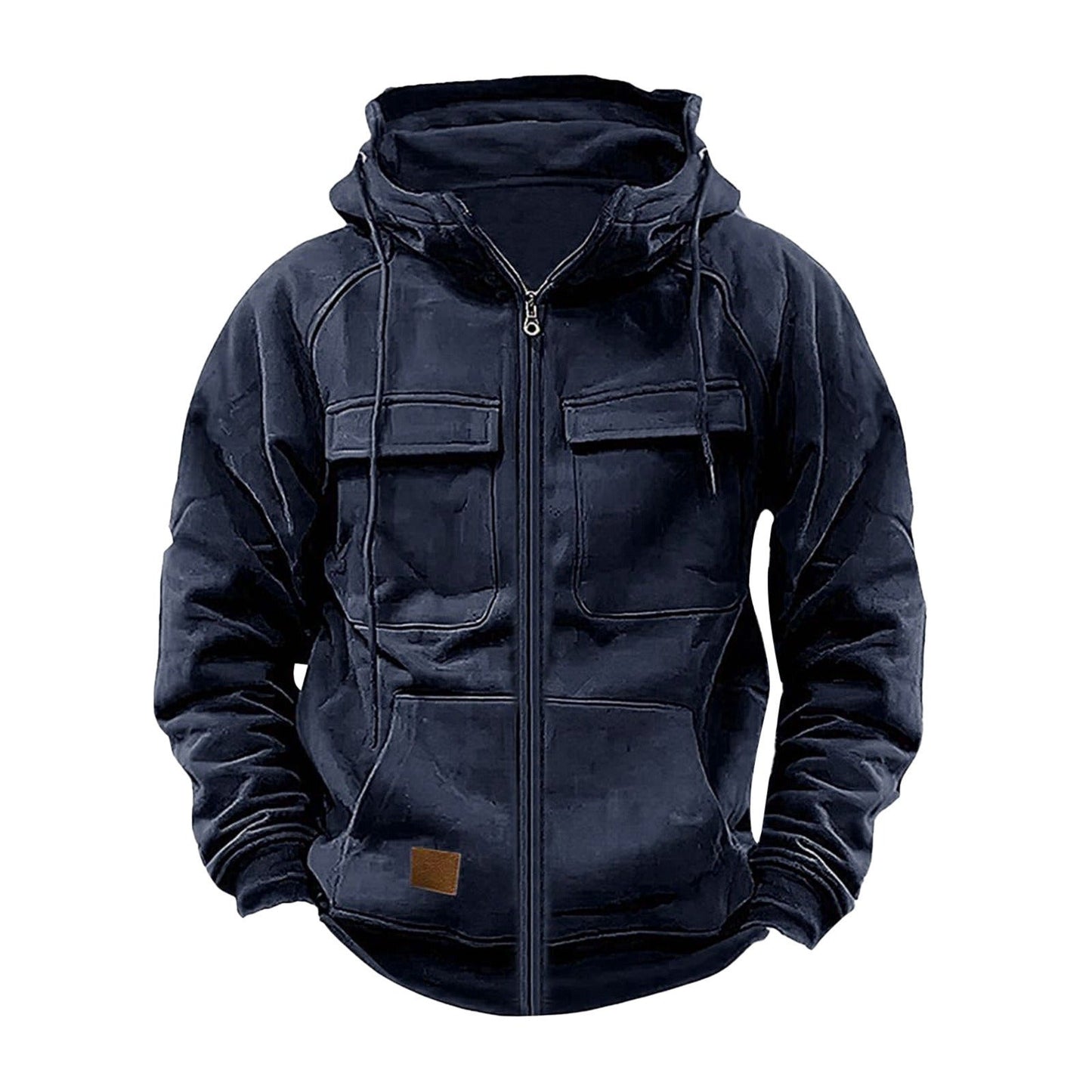 Men’s Hoodie – Relaxed Fit – Half Zip – Chest Flap Pockets – Cotton Fleece