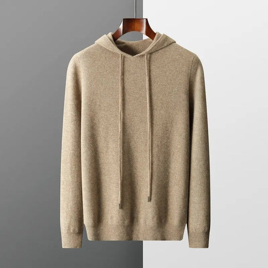 Men’s Hoodie Sweater – Minimalist Knit, Drawstring Hood