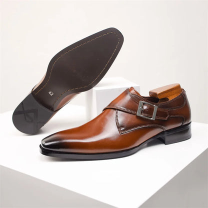 Men’s Italian Monk Strap Dress Shoes – Classic Buckle Detail