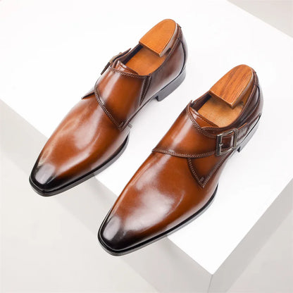 Men’s Italian Monk Strap Dress Shoes – Classic Buckle Detail