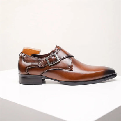 Men’s Italian Monk Strap Dress Shoes – Classic Buckle Detail