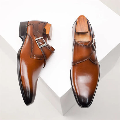 Men’s Italian Monk Strap Dress Shoes – Classic Buckle Detail