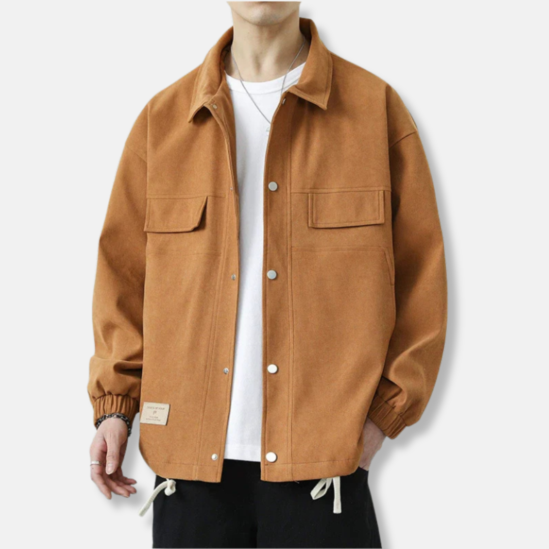 Men’s Jacket – Relaxed Fit – Boxy Silhouette – Snap Closure – Drawstring Hem