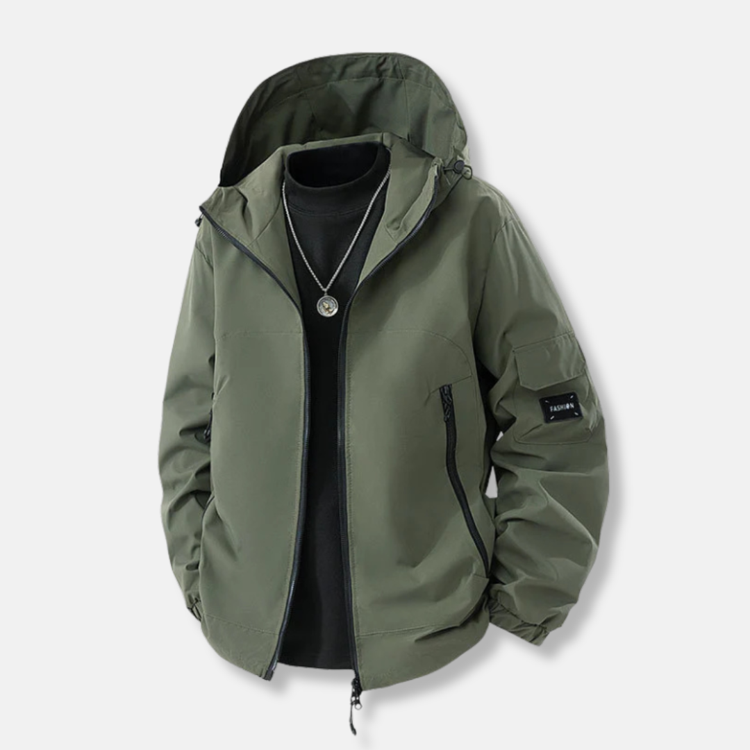 Men’s Jacket – Relaxed Fit – Hooded with Adjustable Hem – Zip Pockets – Wind Resistant