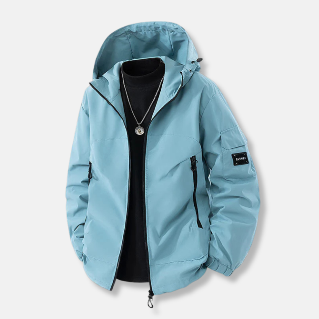 Men’s Jacket – Relaxed Fit – Hooded with Adjustable Hem – Zip Pockets – Wind Resistant