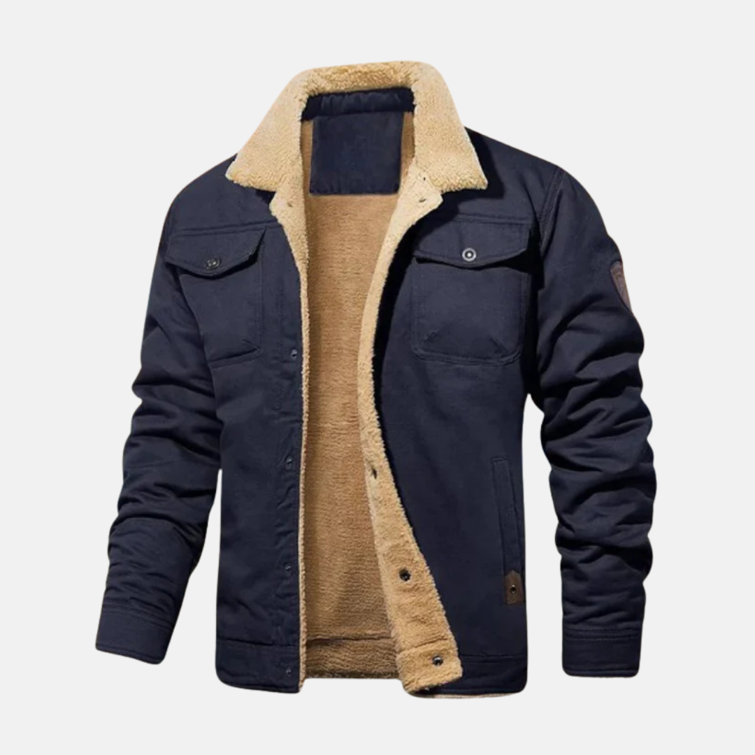 Men’s Jacket – Relaxed Fit – Sherpa Lined – Button Front – Rugged Cotton Blend