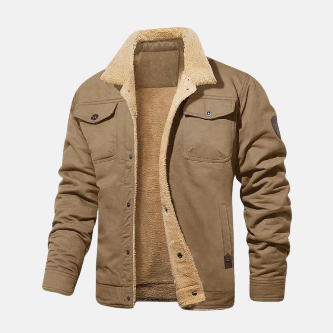 Men’s Jacket – Relaxed Fit – Sherpa Lined – Button Front – Rugged Cotton Blend