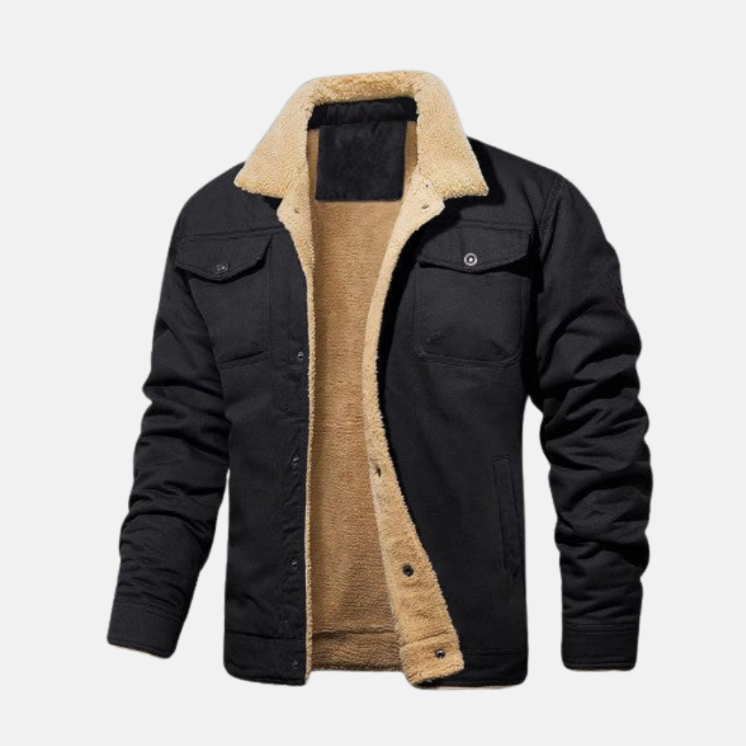 Men’s Jacket – Relaxed Fit – Sherpa Lined – Button Front – Rugged Cotton Blend