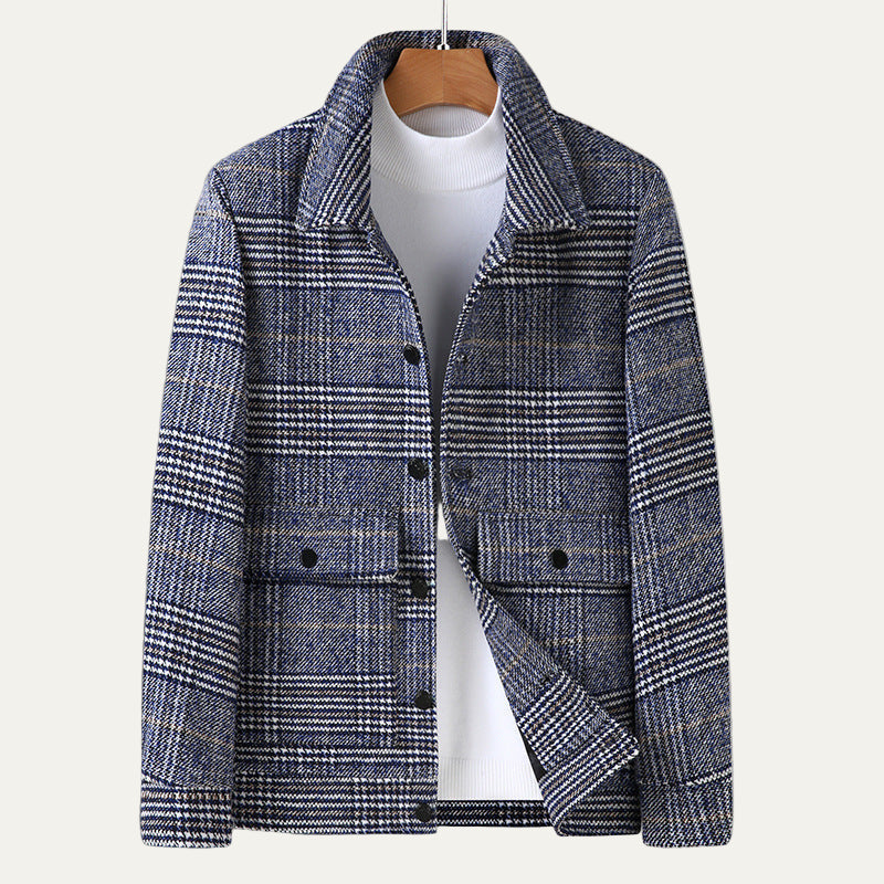 Men’s Houndstooth Short Jacket with Concealed Closure