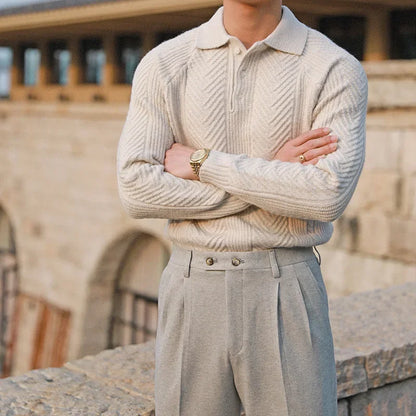 Cevori Slim Fit Wool Blend Cable Knit Sweater