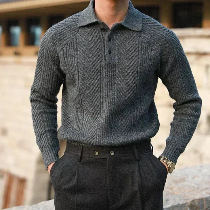 Cevori Slim Fit Wool Blend Cable Knit Sweater