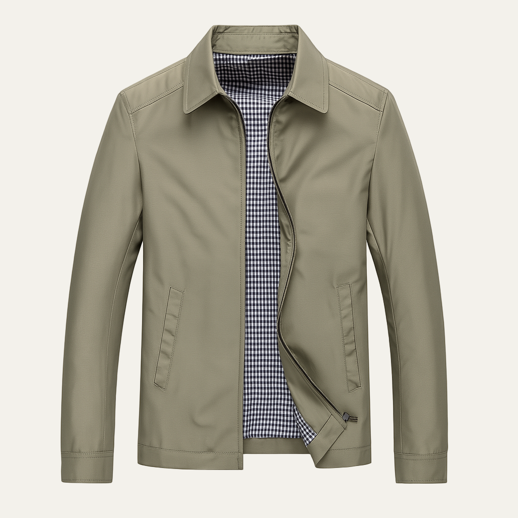 Men’s Classic Harrington Windbreaker with Check Lining