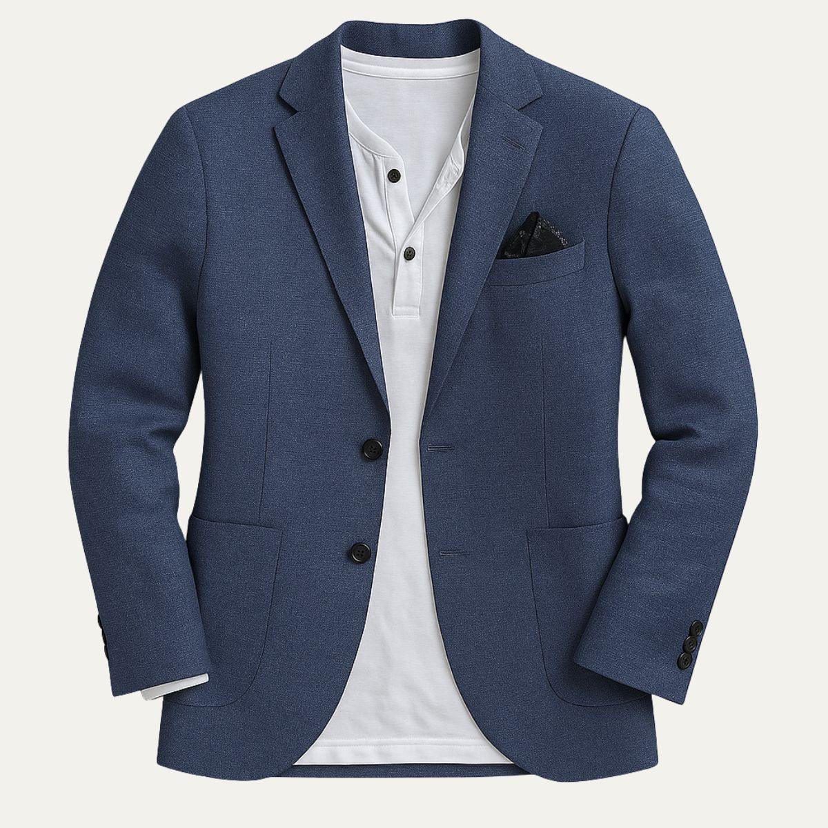 Men’s Linen Blazer Jacket – Single-Breasted, Notch Lapel