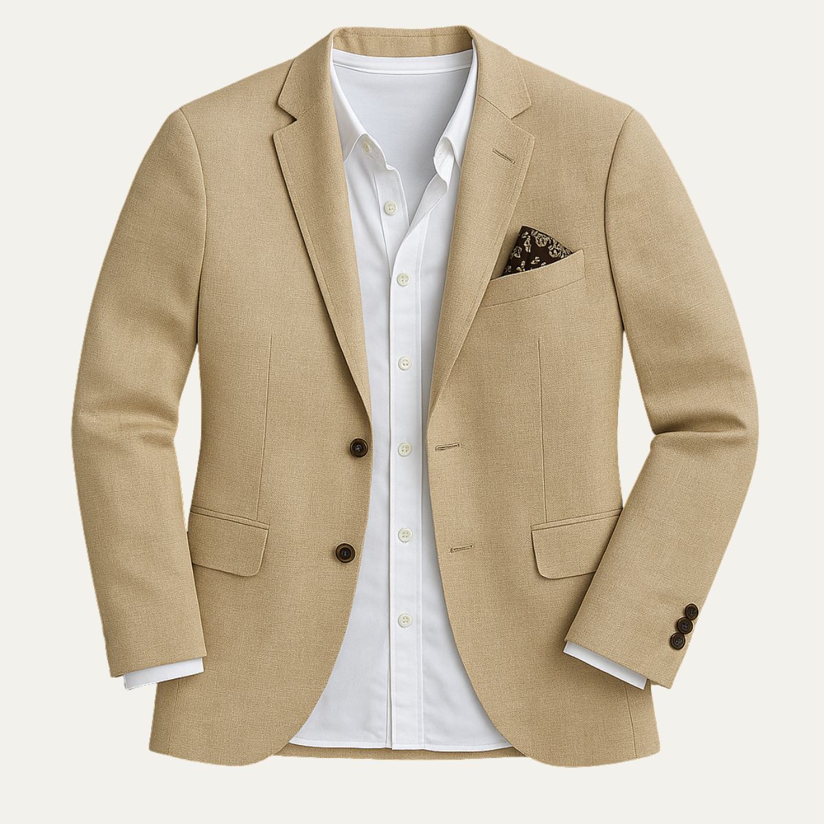 Men’s Linen Blazer Jacket – Single-Breasted, Notch Lapel