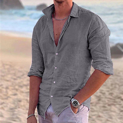 Men’s Linen Long Sleeve Shirt – Spring, Summer