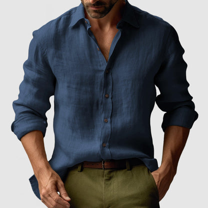 Men’s Linen Vintage Button-Up Shirt – Lightweight Smart-Casual Essential