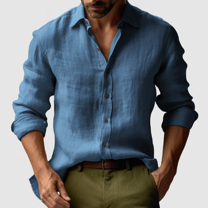 Men’s Linen Vintage Button-Up Shirt – Lightweight Smart-Casual Essential