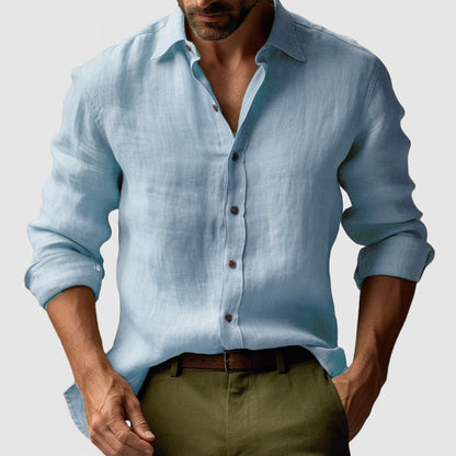 Men’s Linen Vintage Button-Up Shirt – Lightweight Smart-Casual Essential