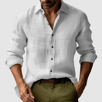 Men’s Linen Vintage Button-Up Shirt – Lightweight Smart-Casual Essential