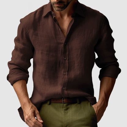 Men’s Linen Vintage Button-Up Shirt – Lightweight Smart-Casual Essential