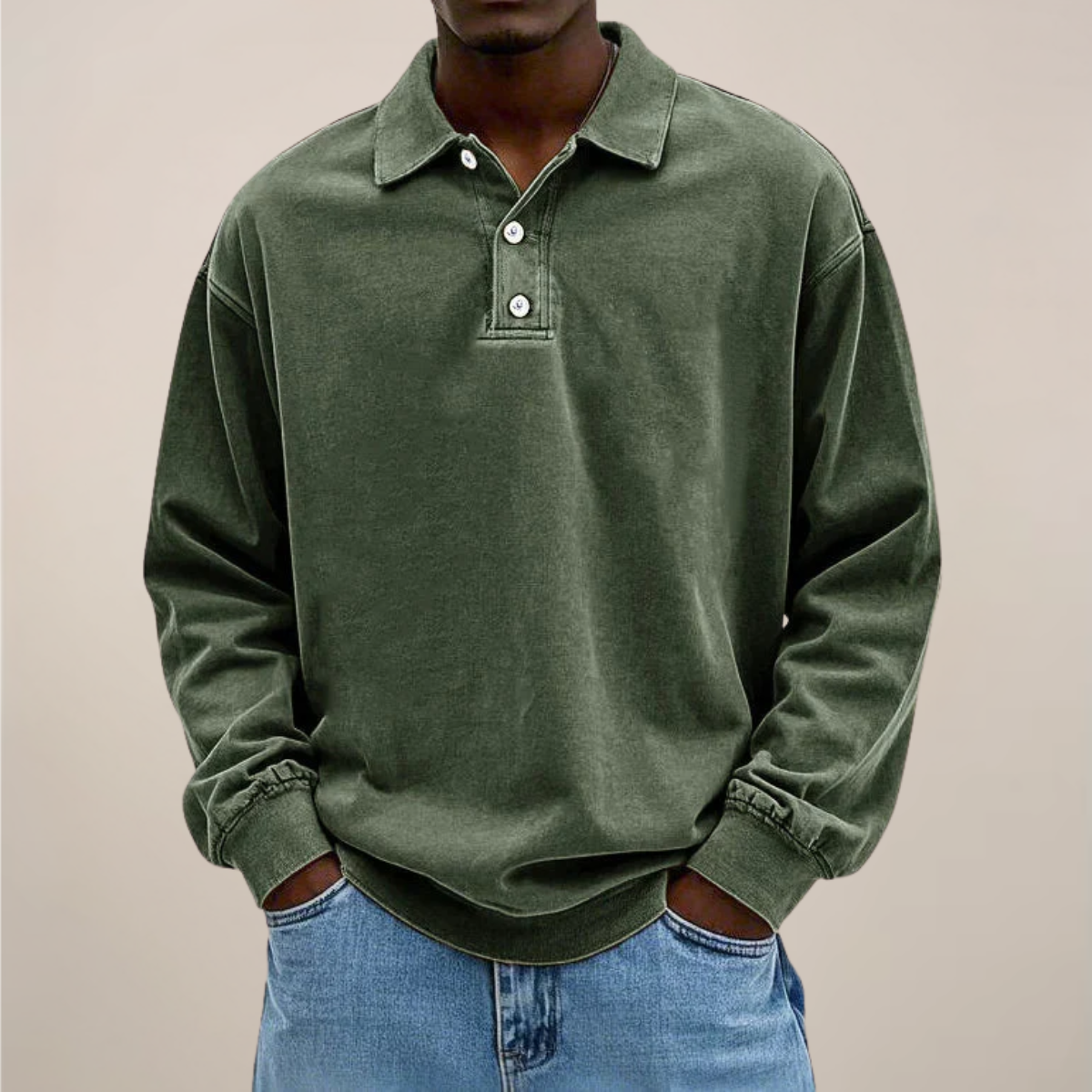 Men’s Long Sleeve Polo Shirt – Relaxed Smart Casual Essential