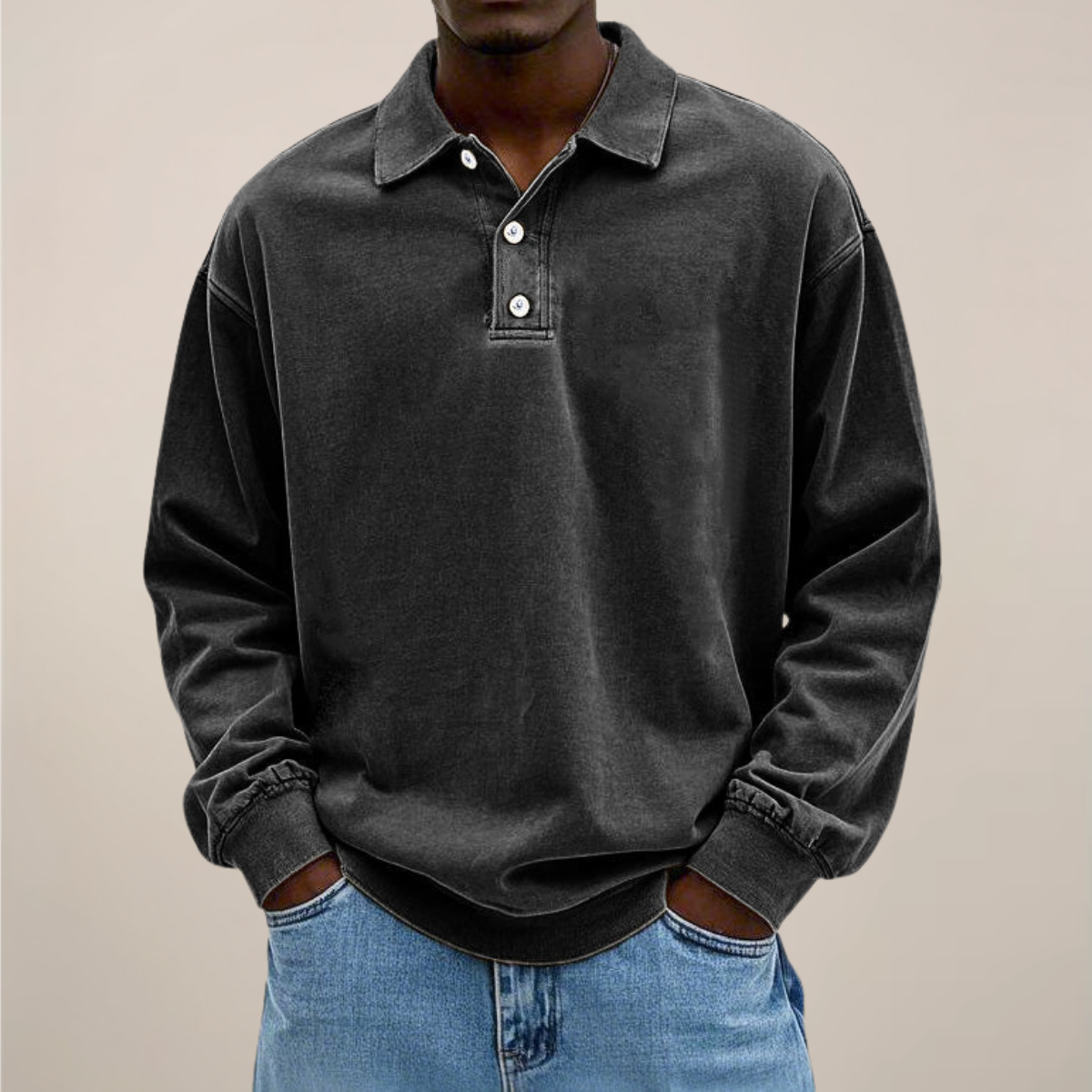 Men’s Long Sleeve Polo Shirt – Relaxed Smart Casual Essential
