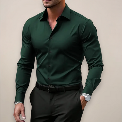 Men’s Long-Sleeve Shirt – Classic Notched Collar, Versatile Smart Style