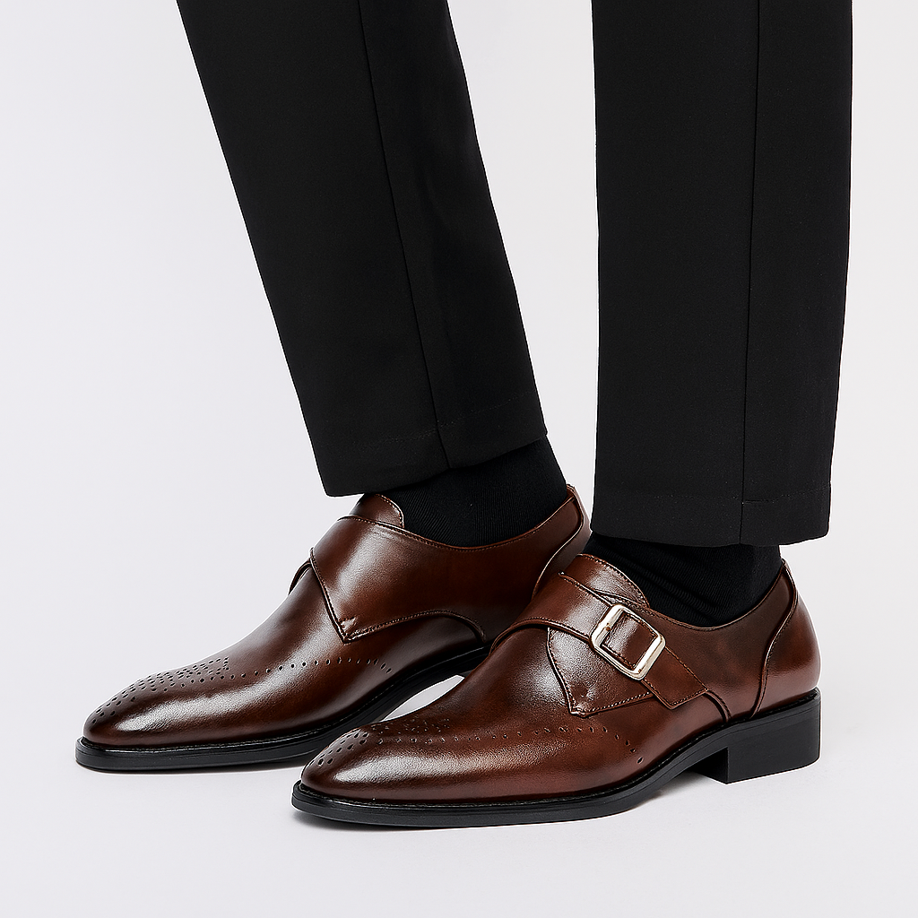 Men’s High Shine Single Monk Strap Dress Shoes