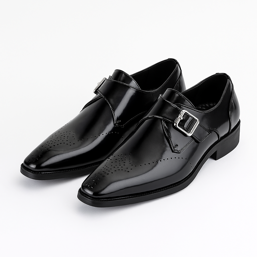 Men’s High Shine Single Monk Strap Dress Shoes