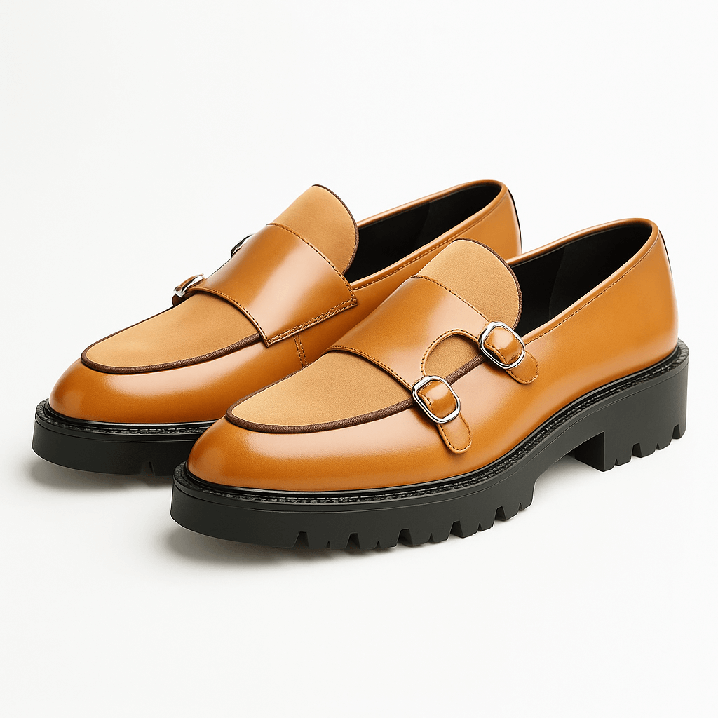 Men’s Monk Strap Loafers – Modern Dress Shoes with Dual Buckle