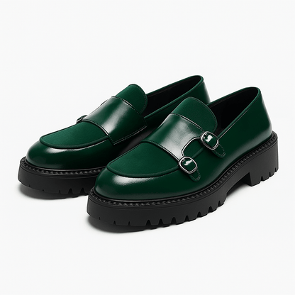 Men’s Monk Strap Loafers – Modern Dress Shoes with Dual Buckle